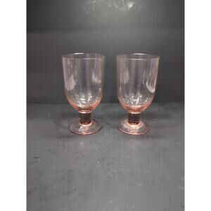 Pink Goblet Glasses, Controlled Bubbles,‎ Set of 2, Mid-Century Barware, Vintage